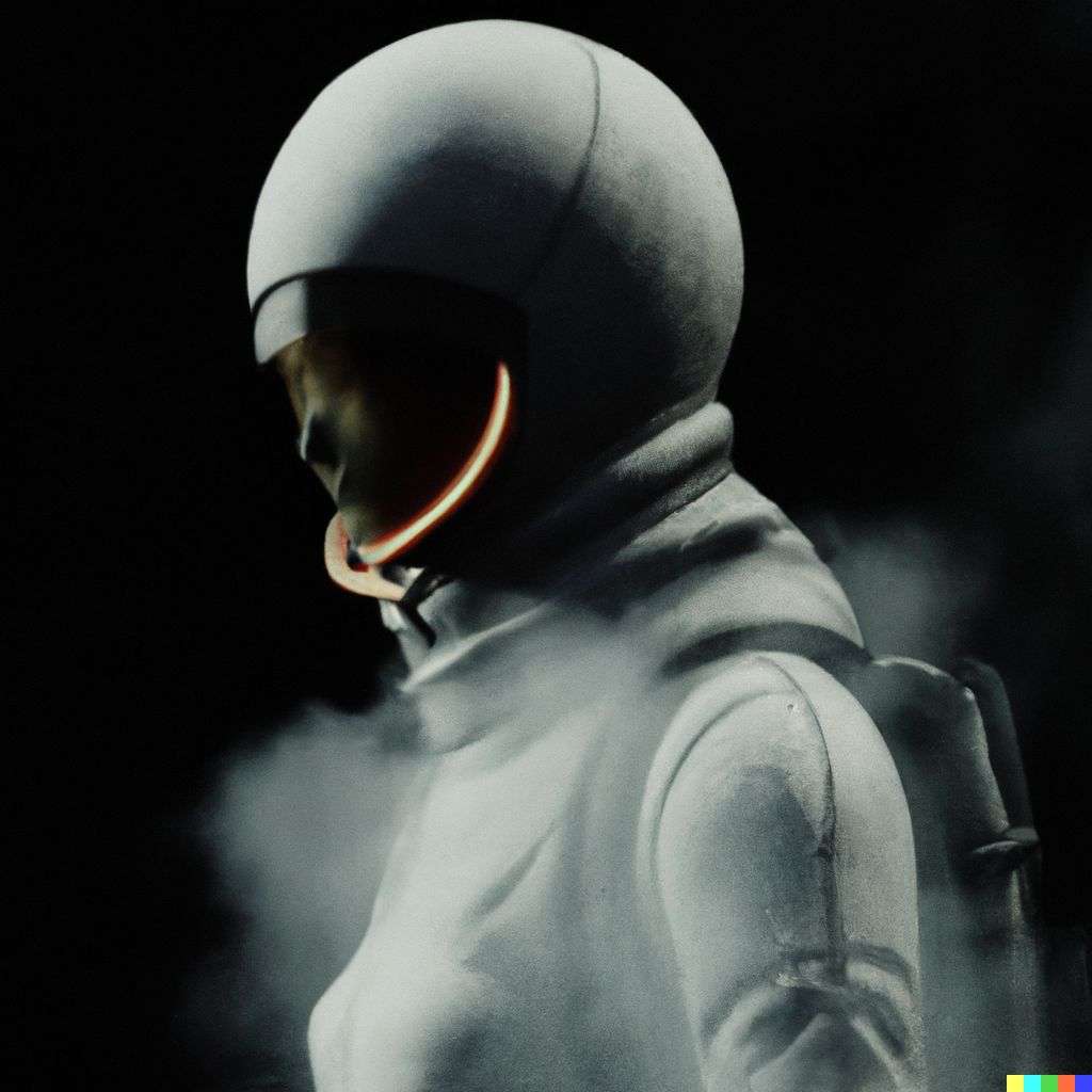 an astronaut, made from volumetric smoke, Octane render